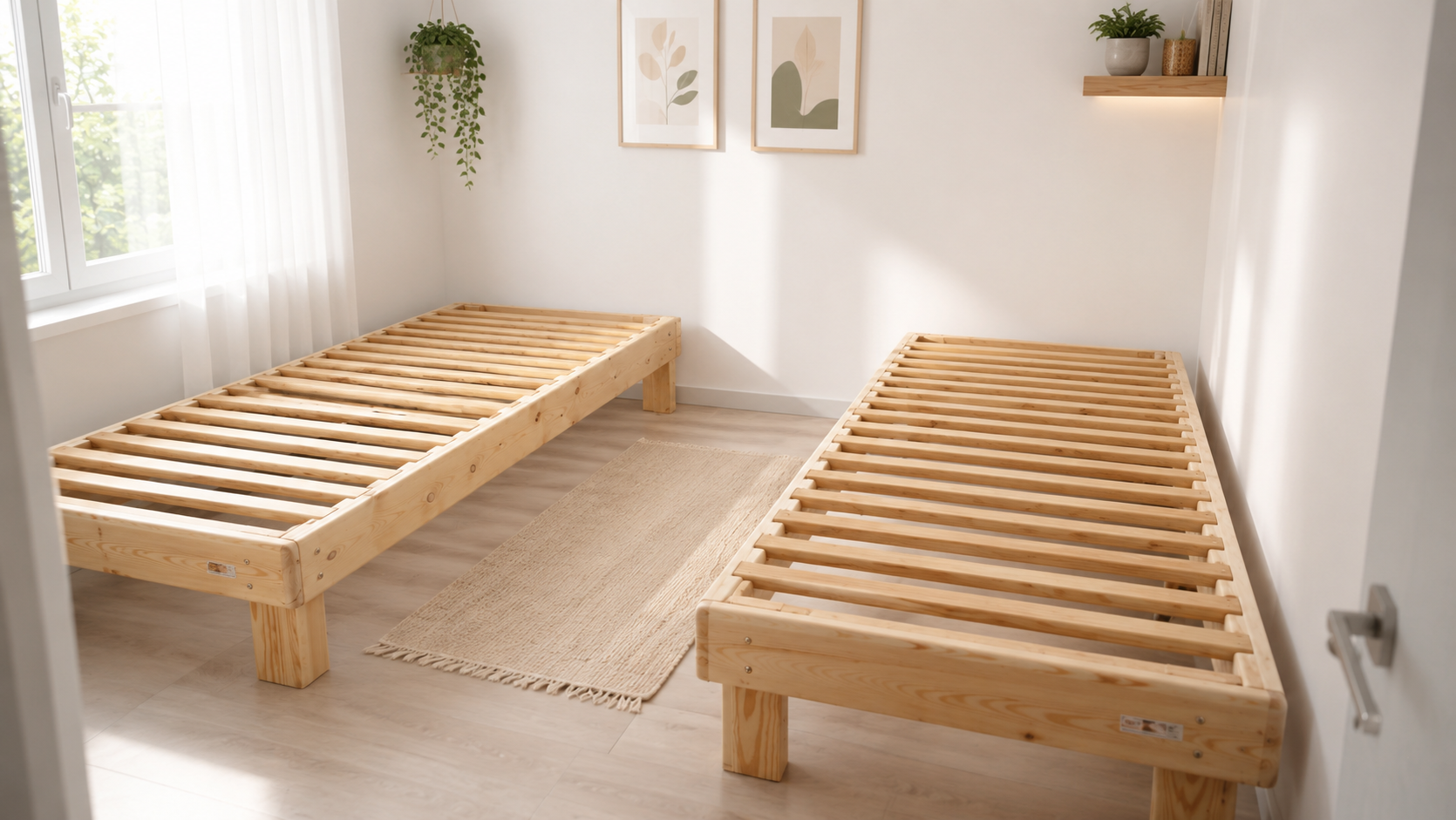 Cama somier de madera maciza de pino de 90cm